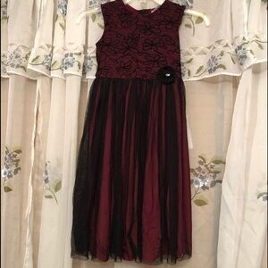 Vintage Holiday dark red black sheer dress
